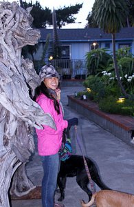 Cindy and dogs enjoy Mendocino Museum