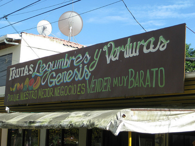 sign outside the vegetable store