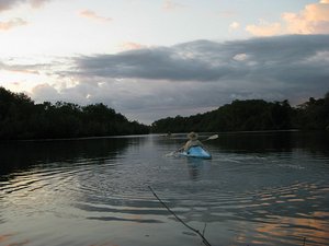 Kayaking after sunset on the Golfo Dulce