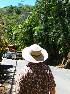 Hiking down the hill into Montezuma village