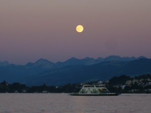 moonrise on lake on way home