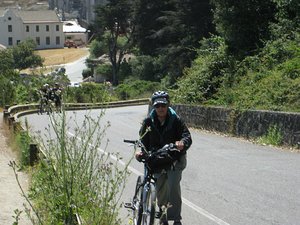 Taking a break on the uphill ride to Golden Gate