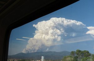 Fire in Sangre de Cristos Mountains near Santa Fe