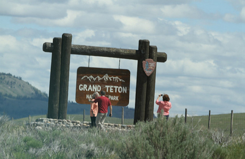 Grand Teton entry sign on way to Yellowstone
