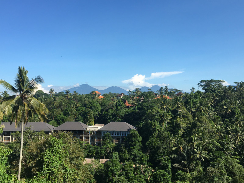 Balinese Volcanoes on a Clear Day in Ubud