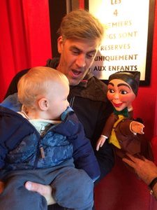 Puppet show excitement - meeting Guignol (who's more excited??)