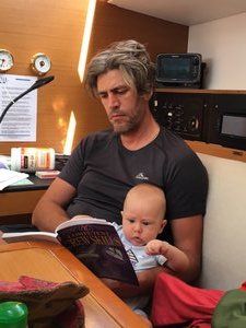 Learning sailing with daddy
