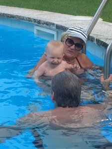 In the pool with Mamie and daddy