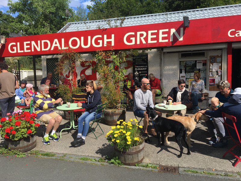 Our cafe stop, with two dogs...