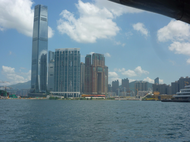 Looking back on the Star Ferry at someof the buildings onKowloon