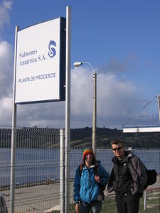 Emma and Rob in front of Salmones Antartica