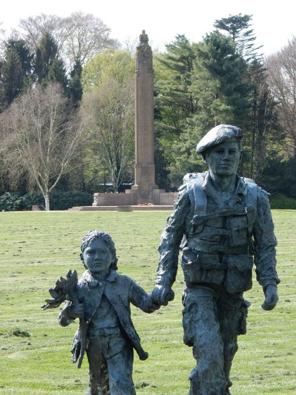 Soldier with child monument
