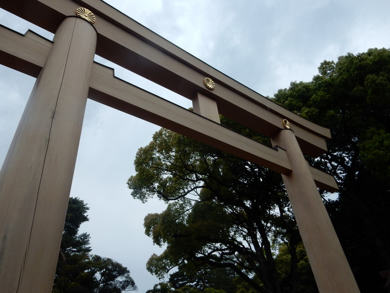 Old wooden torii gate