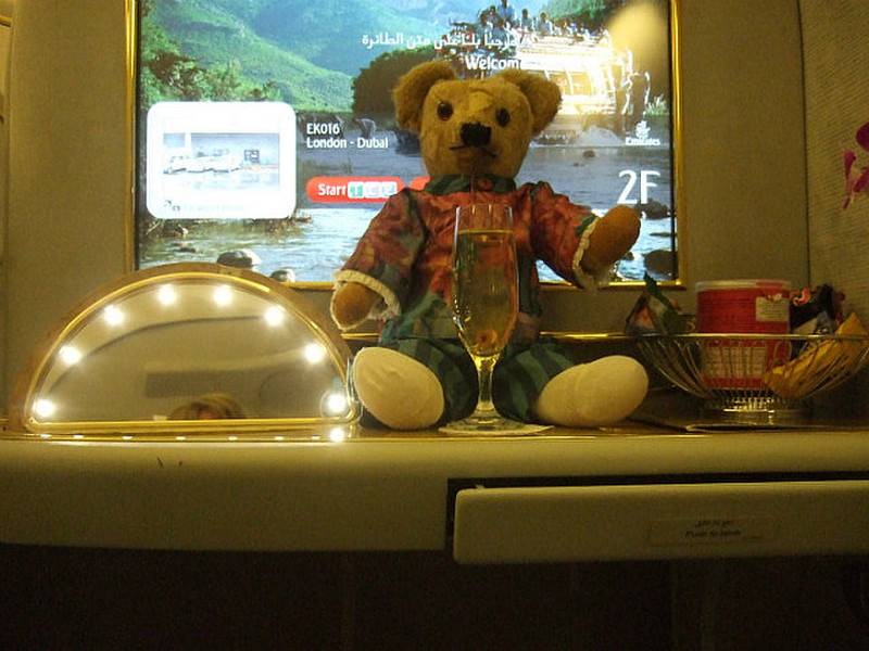 Ted in front of TV on plane