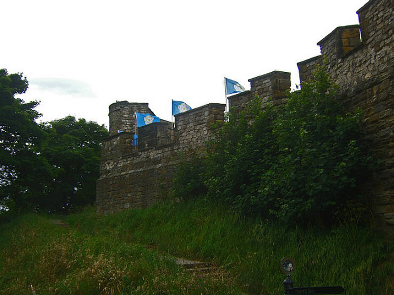 Castle wall flying the Yorkshire flag