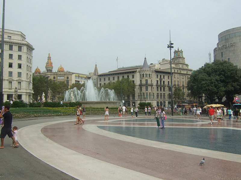 Across the Plaza Catalunya