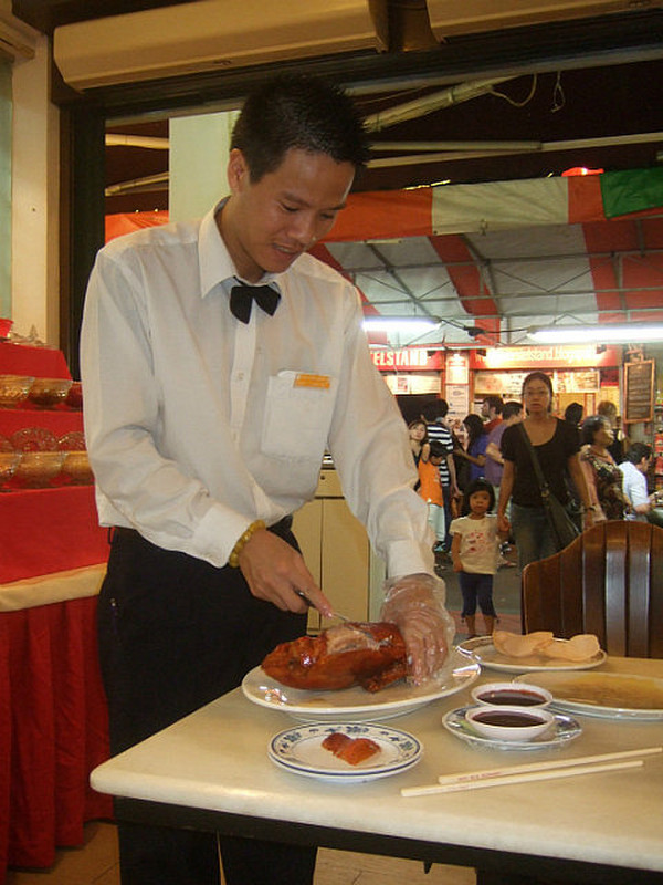 preparing the Peking Duck at Da Dong&#39;s