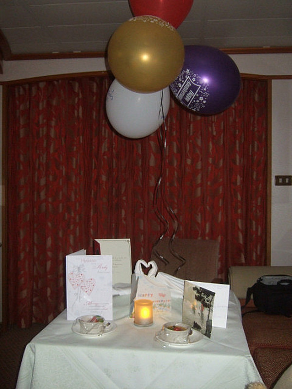 cards and balloons in our cabin