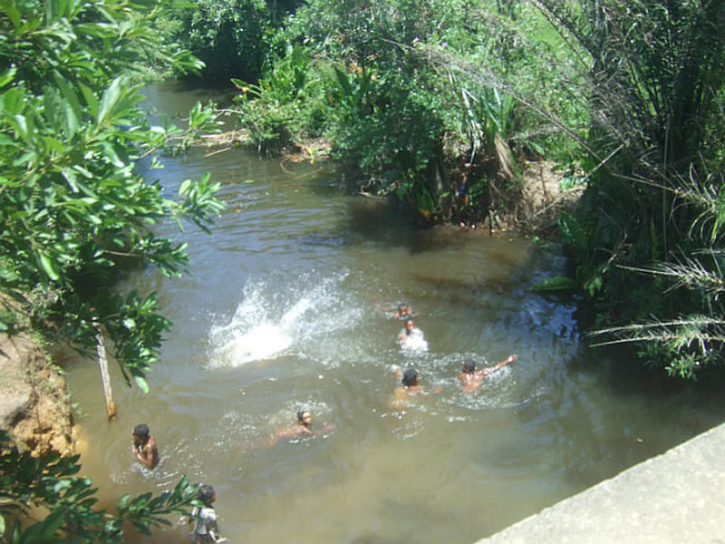 kids bathing in the river