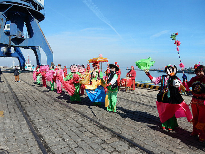 Welcome party on quayside