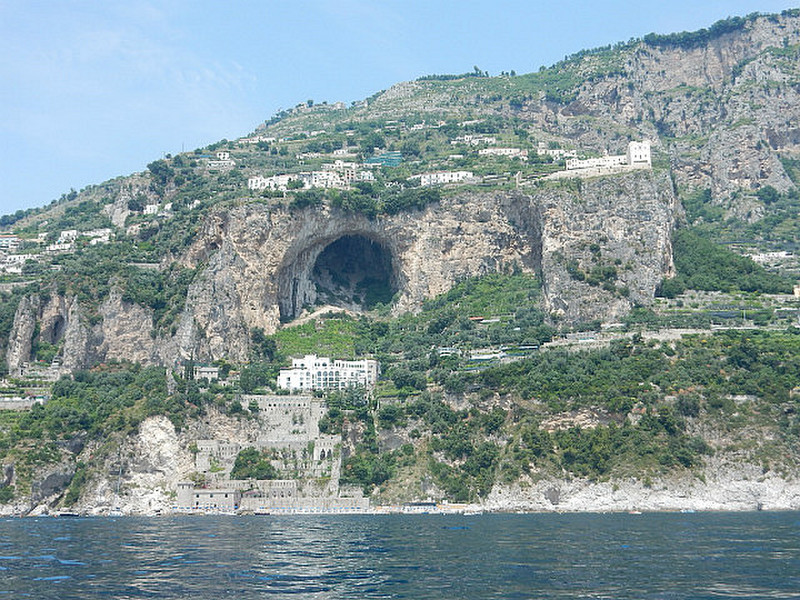 Houses built over a cave