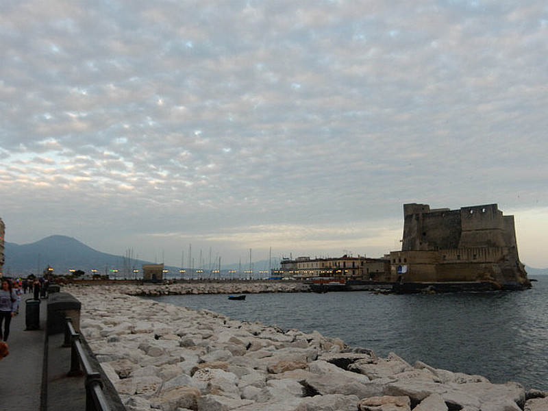 A mackerel sky with castle and Vesuvius 
