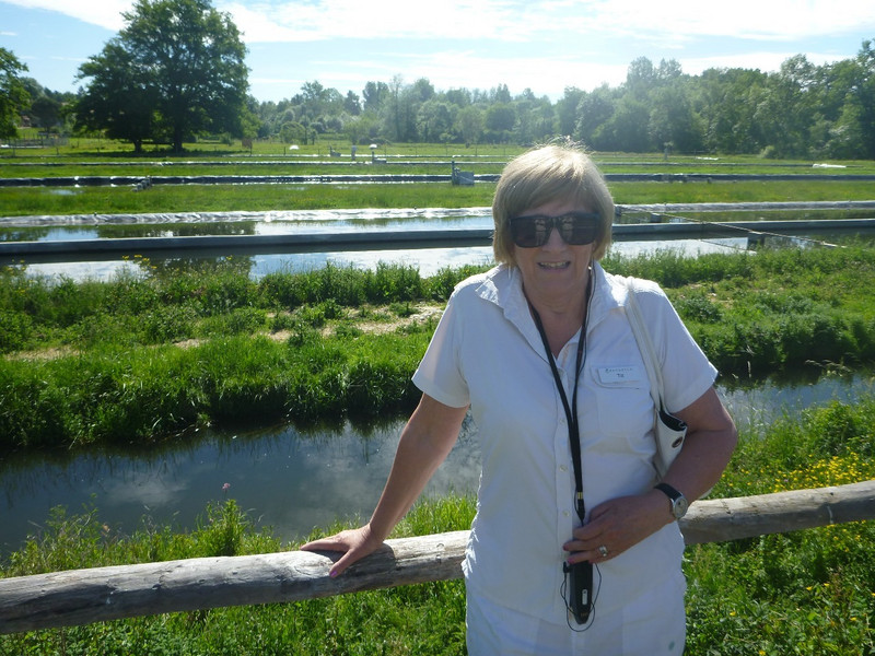 Tiz in front of fish ponds