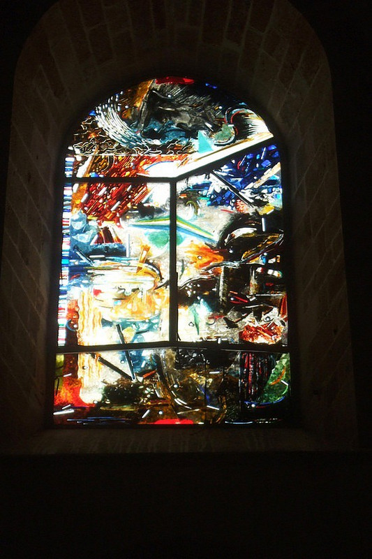 modern stained glass in cathedral