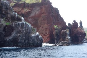 Rock formations along Galapagos coast