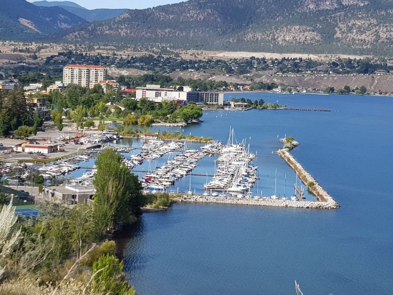 Climbing out of Penticton looking down on the marina