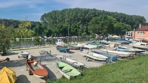 A marina on a small off-shoot of the Danube