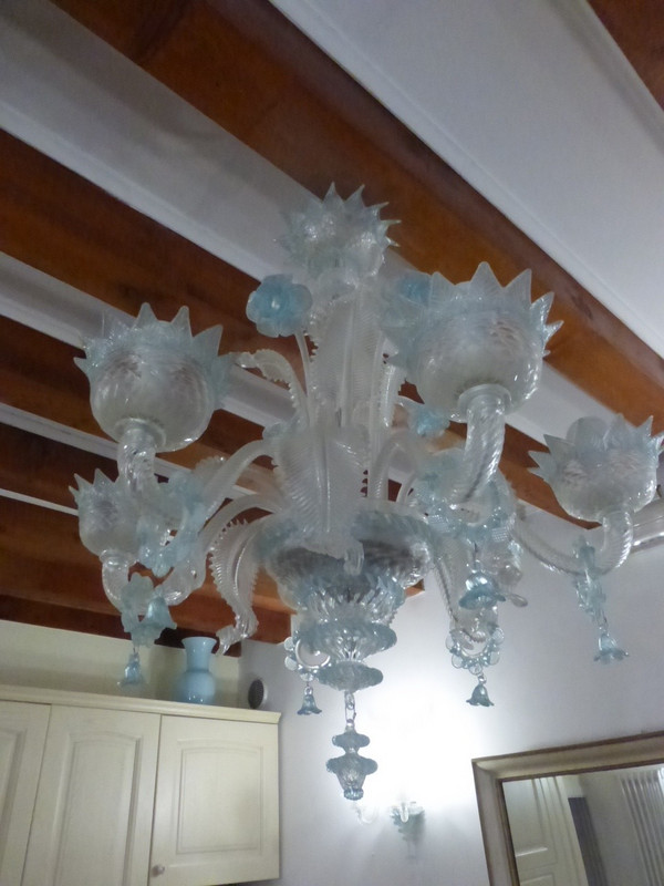 Beautiful Murano chandelier in the living area