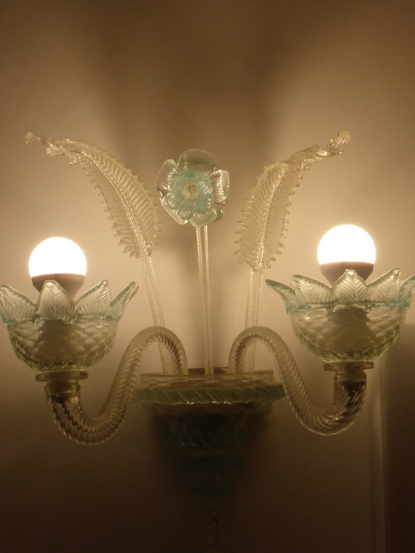 Matching Murano glass sconce on the wall