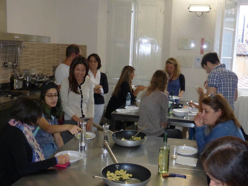 Lunch in the kitchen with students &amp; teachers