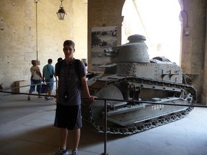 Joseph in front of WW1 tank