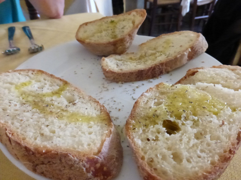 Fresh bread with olive oil, salt, and herbs!