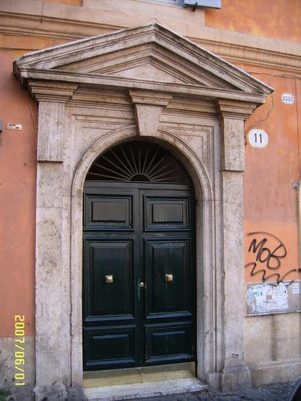 The door into the apartment building