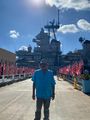 Kamie at the entrance to the USS Missouri