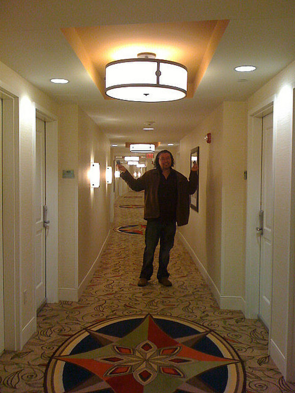 Hubby in the Hallway of the Hilton