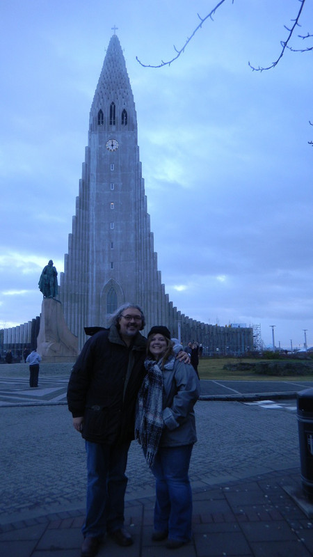 Us in front of their church - 74 meters high