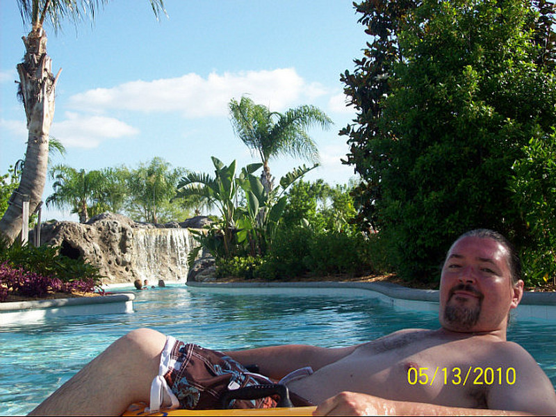 Hubby floating down the lazy river