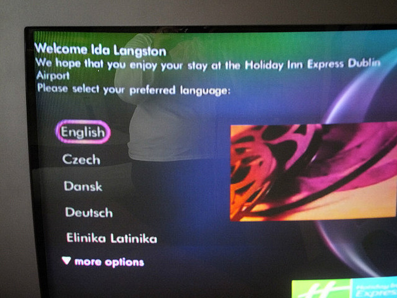 The hotel TV has my name on it