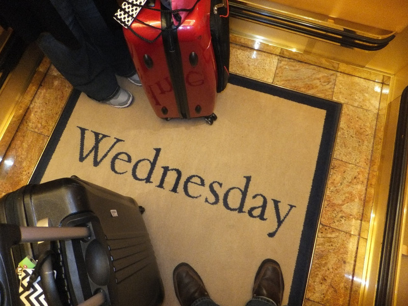 Elevators had day-of-the-week rugs