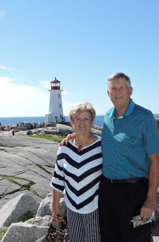 Us in front of Peggy&#39;s Cove Lighthouse