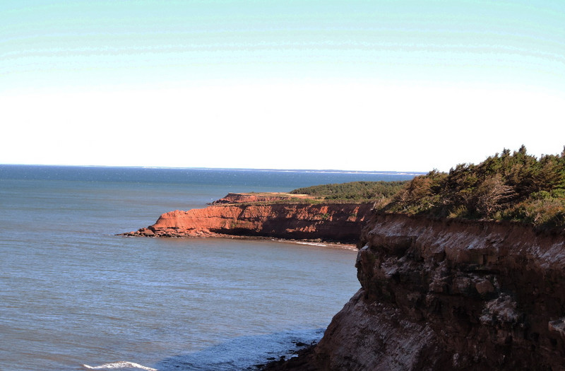 Orby Head&#39;s red sandstone cliffs