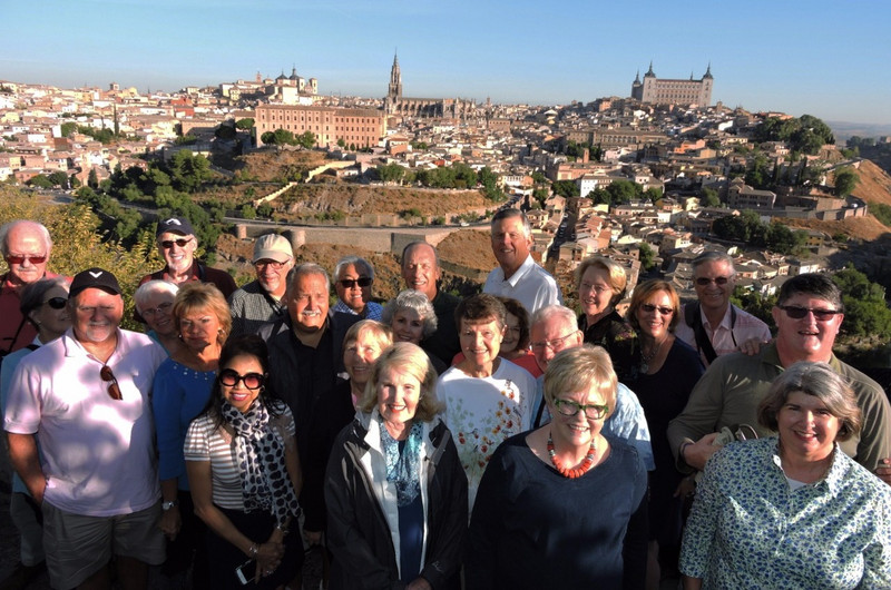 Tauck group in front of Toledo skyline