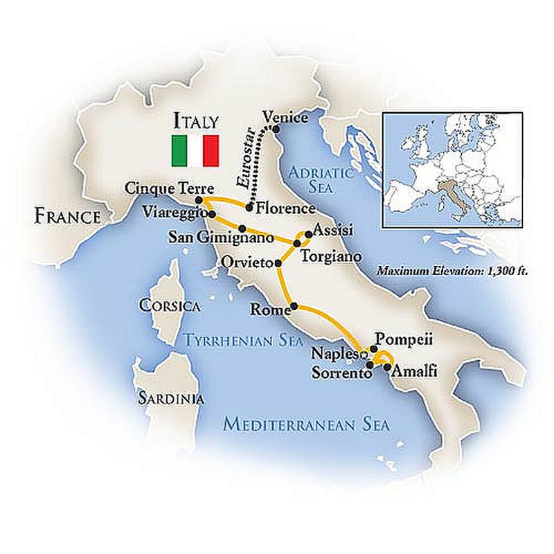 Tauck Tour Classic Italy Map