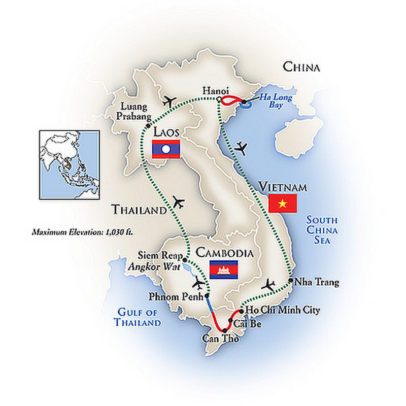 Tauck Indochina Tour Map