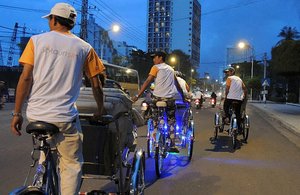 Human-powered cyclo rickshaws