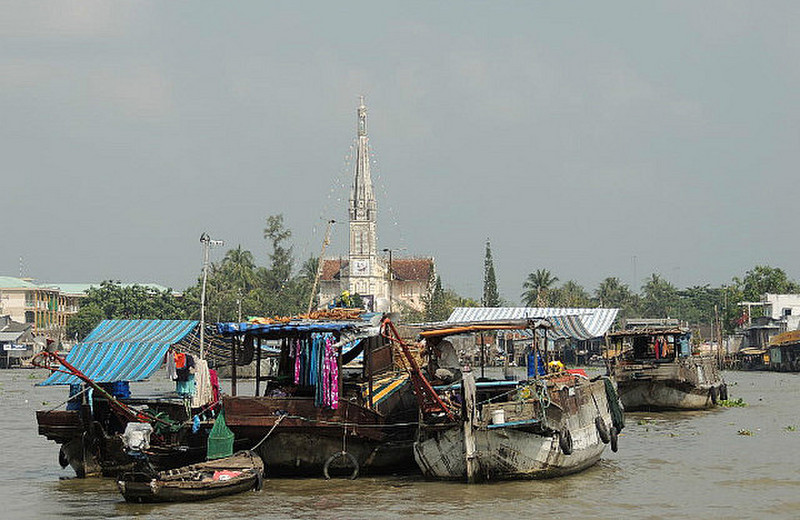 Floating market near Cai Be in the Mekong Delta